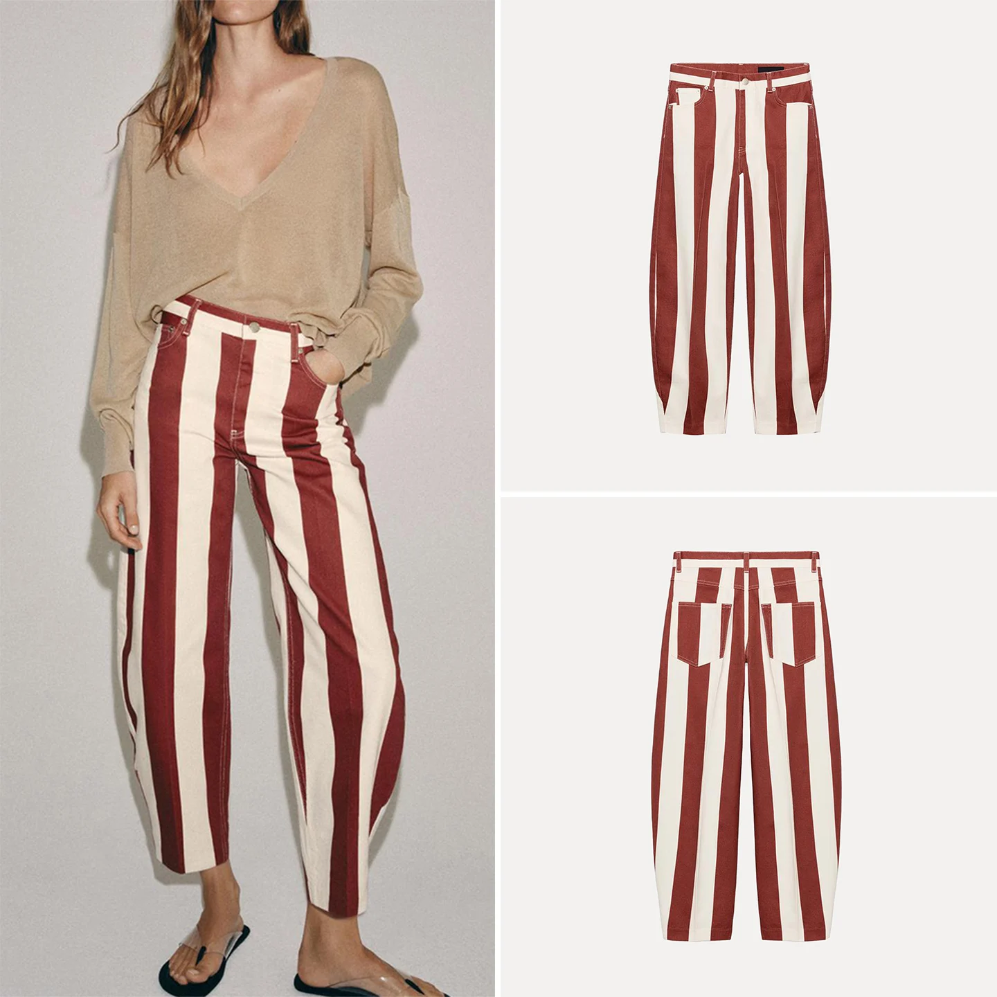 

High Waist Cone Shaped Denim Jeans Women's Fashion Personality Match 2026 Summer New Arrival ZADATA Slim Fit Natural Waist