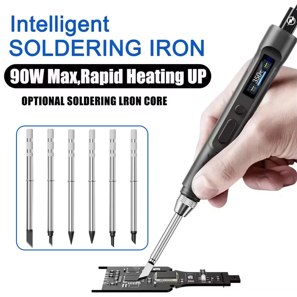 T65-SP DC 90W PD 65W Intelligent Electric Soldering Iron 150-450℃ Rapid Heating Soldering Pen Temp Calibration Voltage Adjust