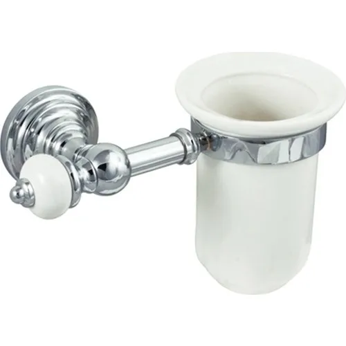 Eleanor Chrome Mount Brass-Porcelain Tooth Brush Holder 8406