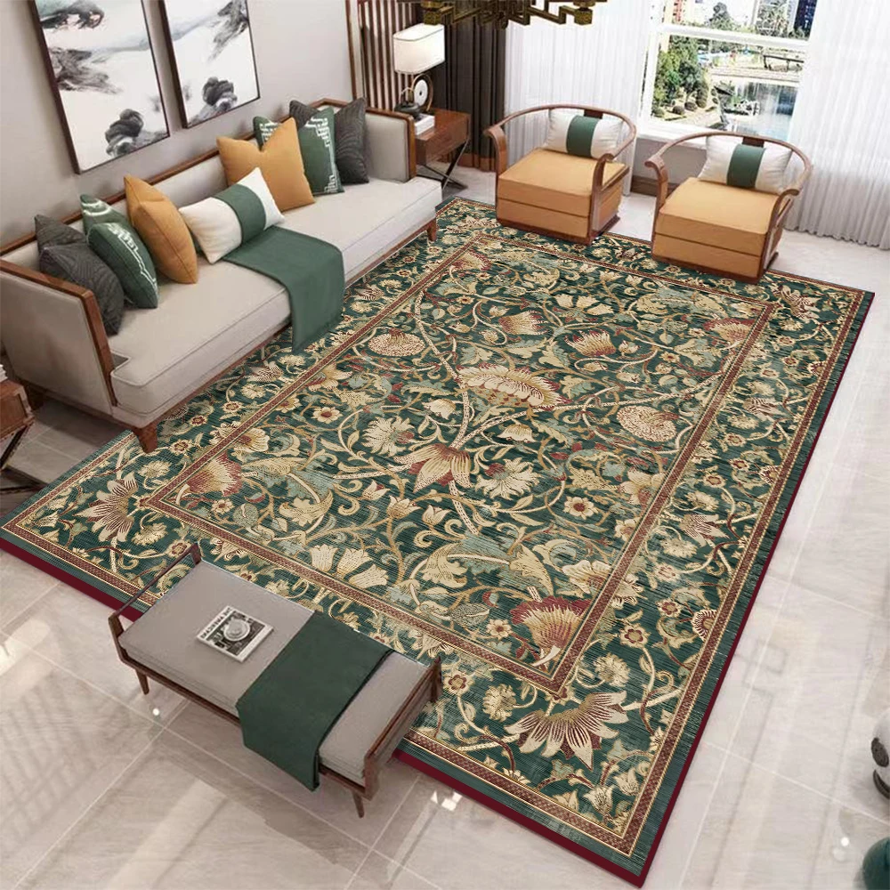 1 Pc Vintage Green Floral & Animal Rug William Morris Style NonSlip  Boho Decor Carpet for Living Room Bedroom & Cottage Home