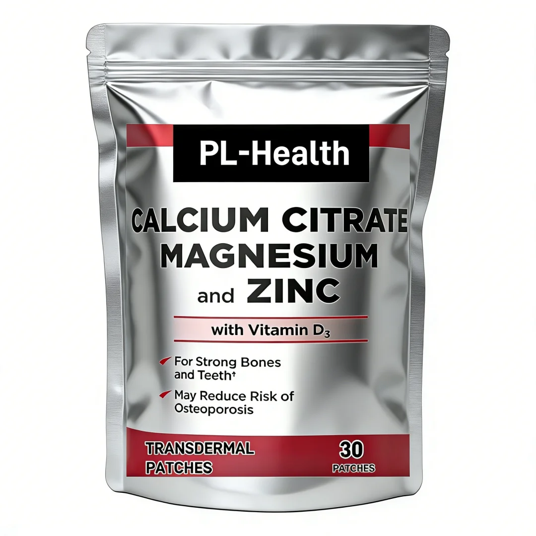 30 Patches Calcium Citrate Magnesium and Zinc With Vitamin D3 Promotes Strong Bones & Teeth, Support Nerve & Muscle Function