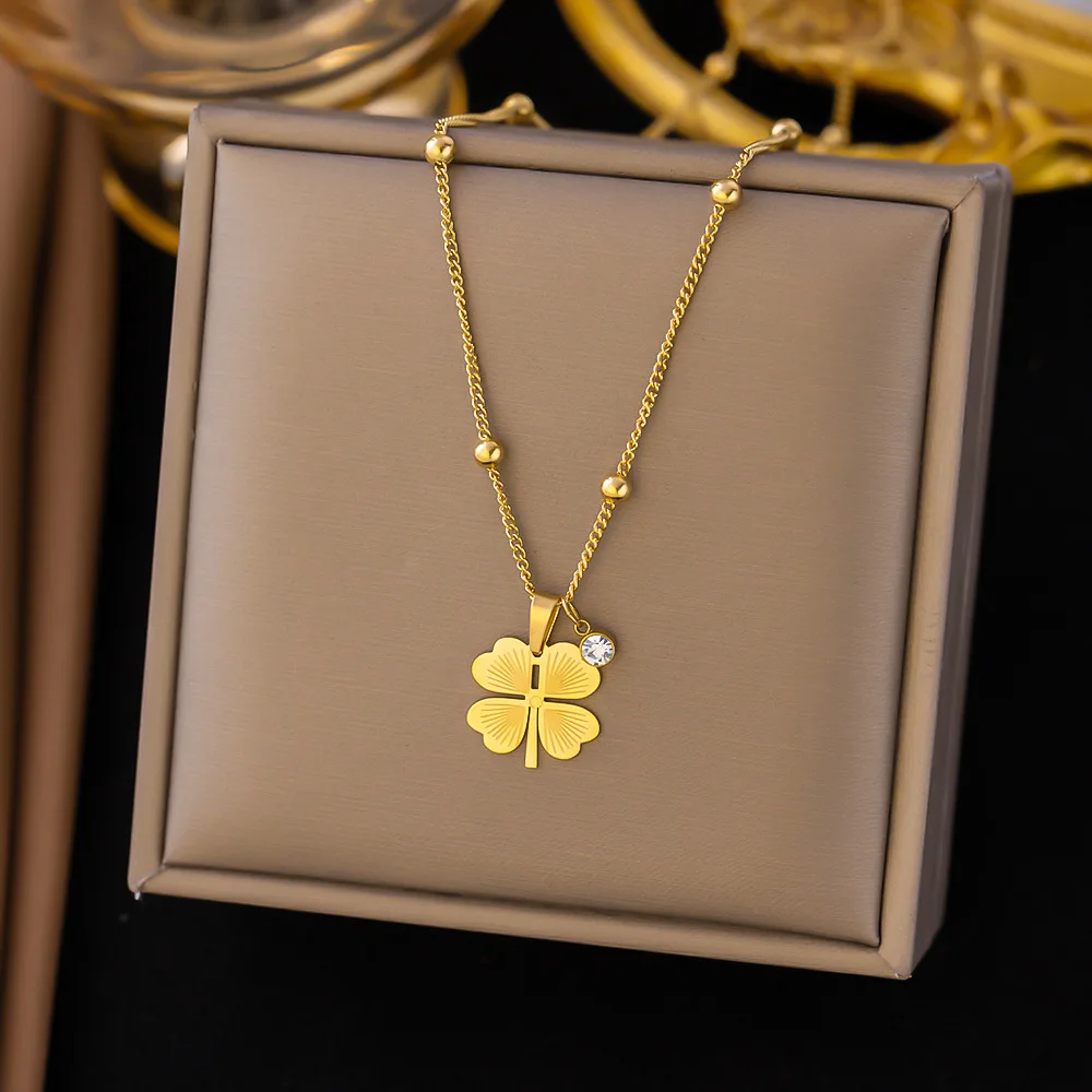 Stainless Steel Flower Pendant Necklace For Women Fashion Ladies Gold Color Clavicle Chain High Quality Jewelry Wedding Gifts