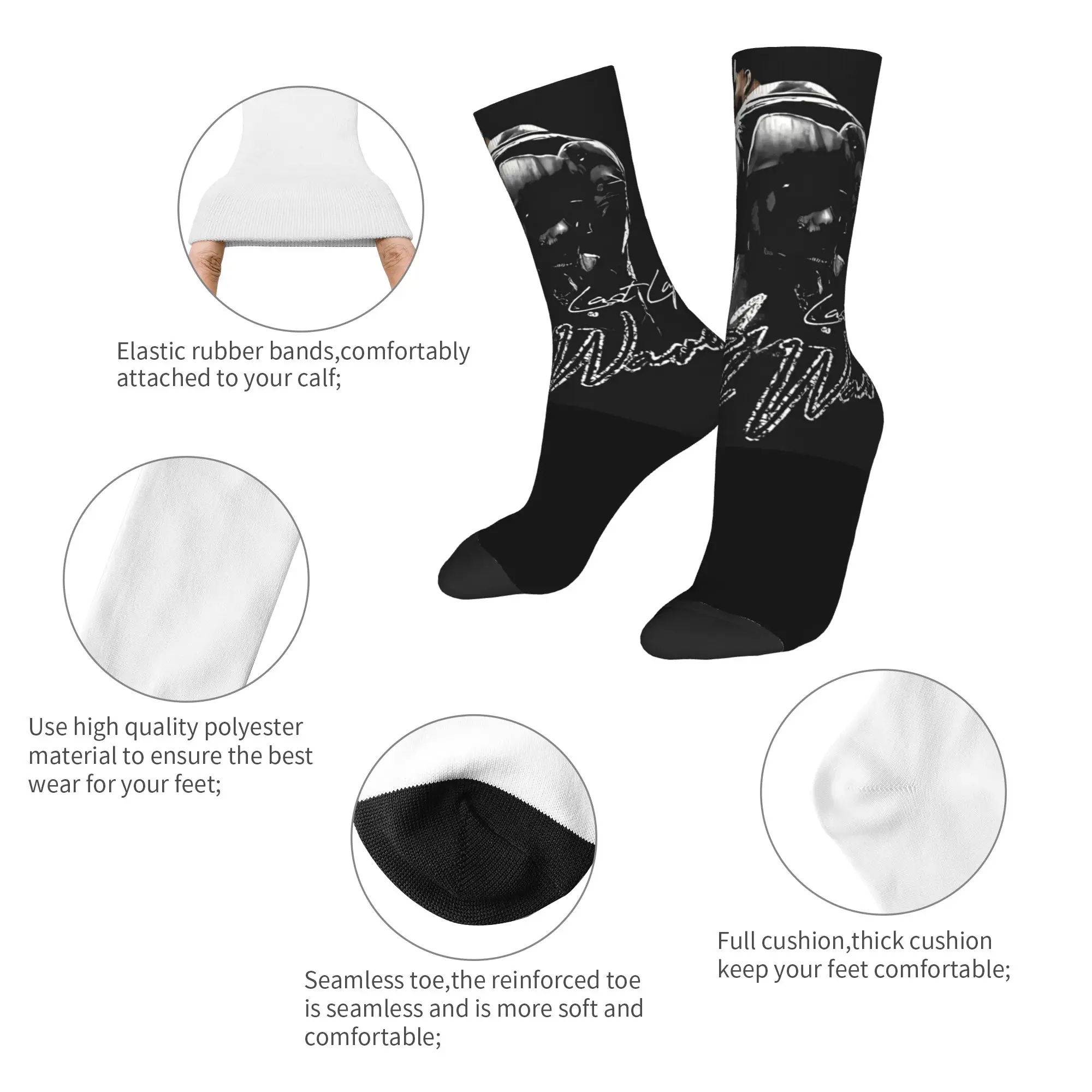 Winter Warm Funny Unisex Rod Wave Hip Hop Rapper Last Lap  Socks  Non-slip Skateboard Socks