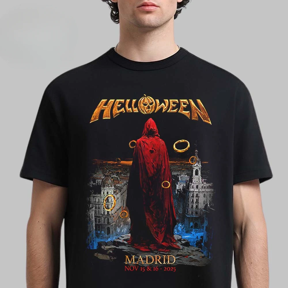 Rare Helloween Cotton Band Shirt Unisex Summer Short Sleeve Fashion Brand Tee Luxury Casual Vintage T-shirt