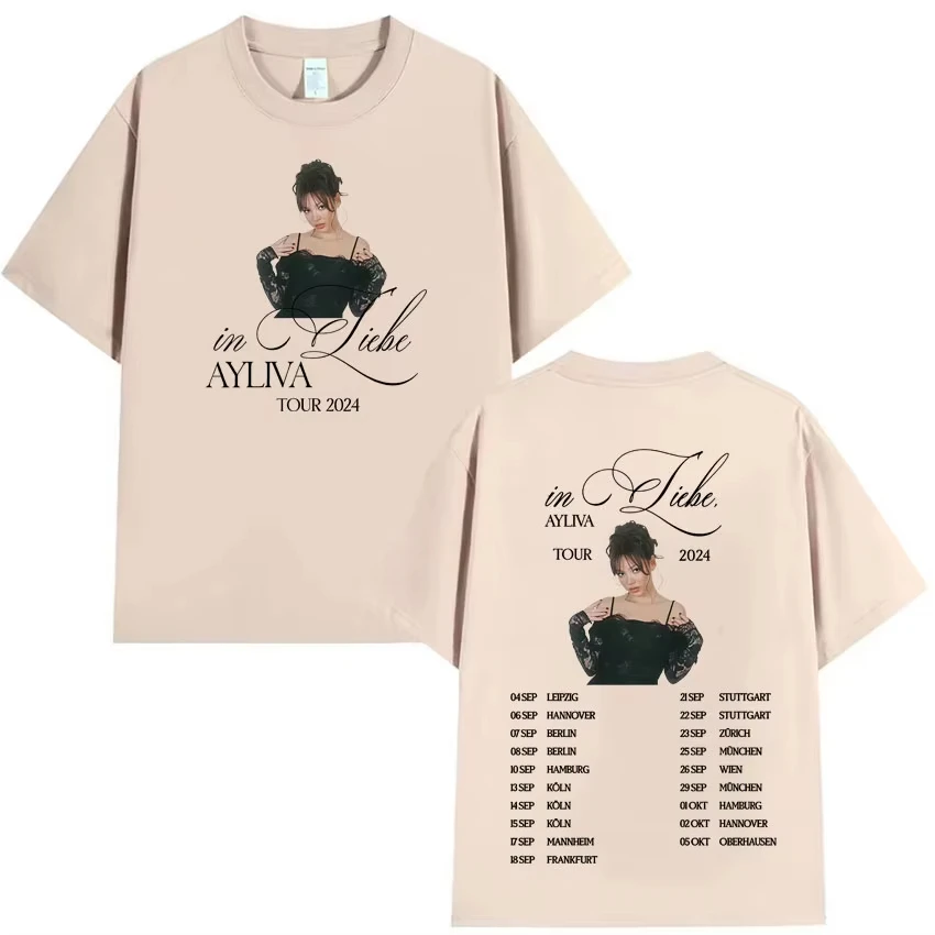 Unissex harajuku verão novo grande casual algodão camiseta para jovens cantor ayliva dupla face impressa camiseta roupas femininas