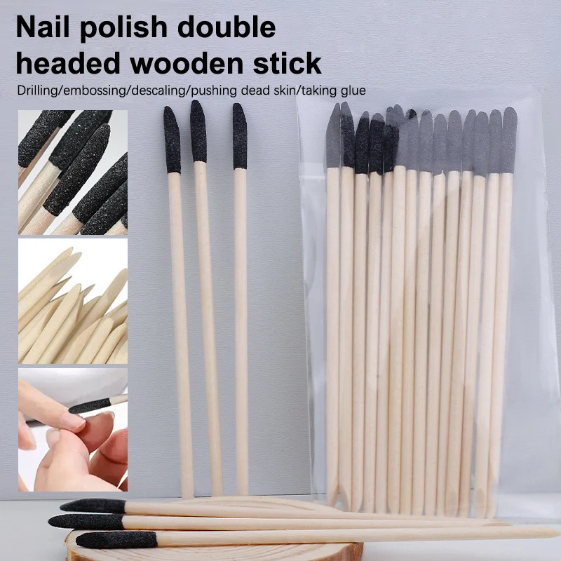 Bâton de polissage à Double tête en bois, 10 pièces, outil de nettoyage des coutures des ongles, bâtons de ponçage précis