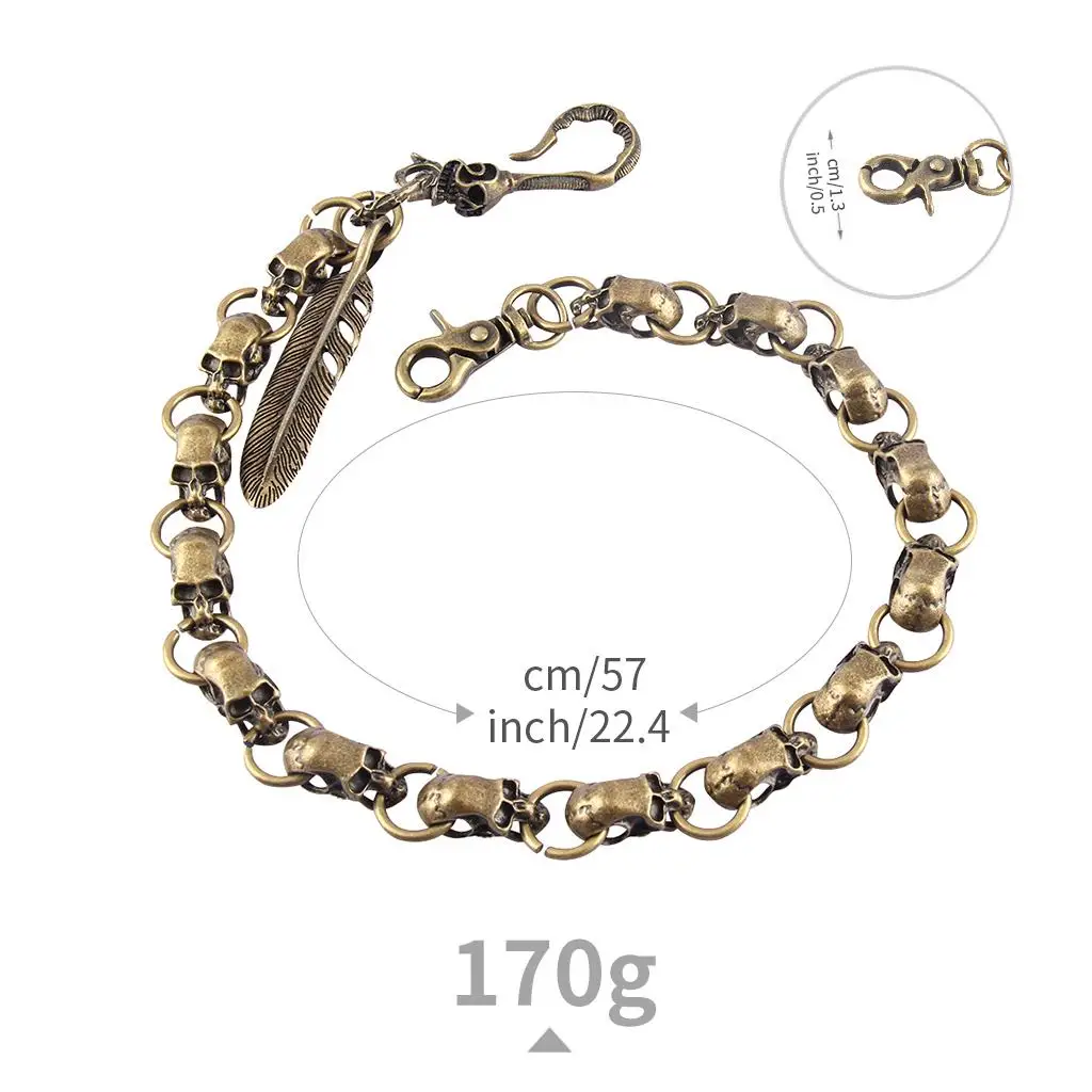 Metal Alloy Punk Skull Wallet Chain Classic Hip Pop Jean Pants Chain Designer Wallet for Men's Bags