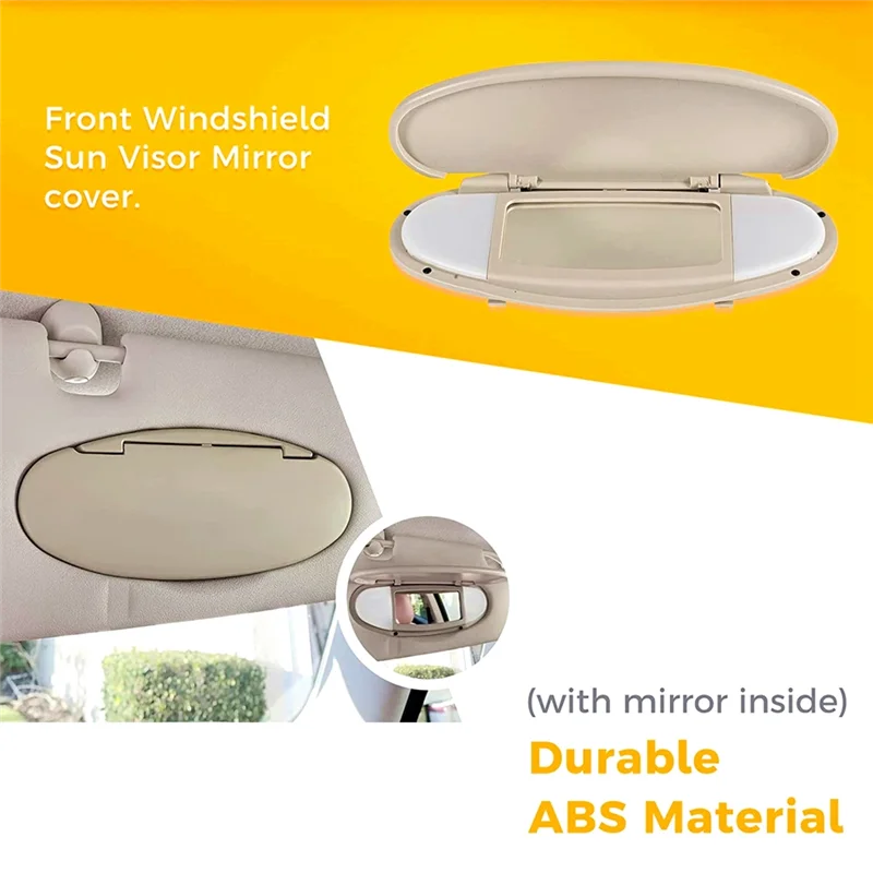 Car Sun Visor Mirror Cover Makeup Mirror Cover 51167361833 for BMW MINI Cooper R55 R56 R60 2007-2014 F55 F56 F60,Beige