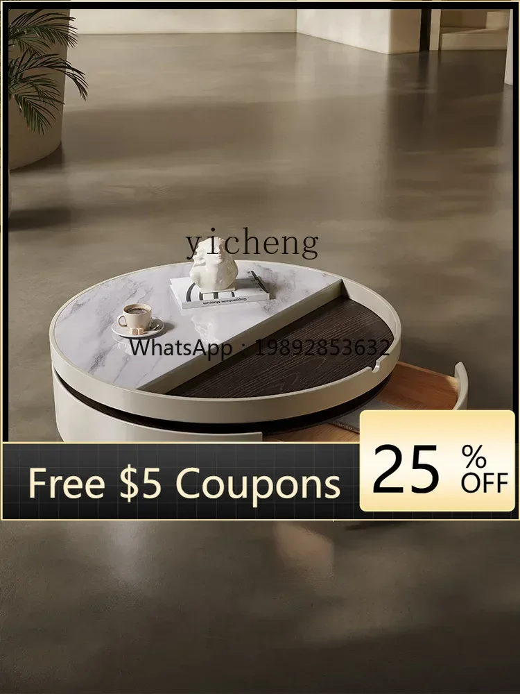 ZZ Smiling Face Rotating Coffee Table round Light Luxury Creative Microlite Simple Coffee Table Living Room Home