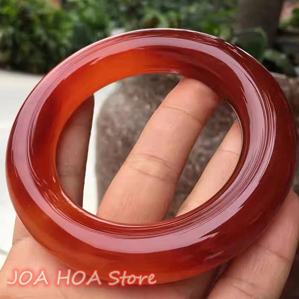 

Thick Round Red Natural Agate Chalcedony Bracelet Boutique Handring Exquisite Jadeite Beautifully Bangle Fine Jewelry