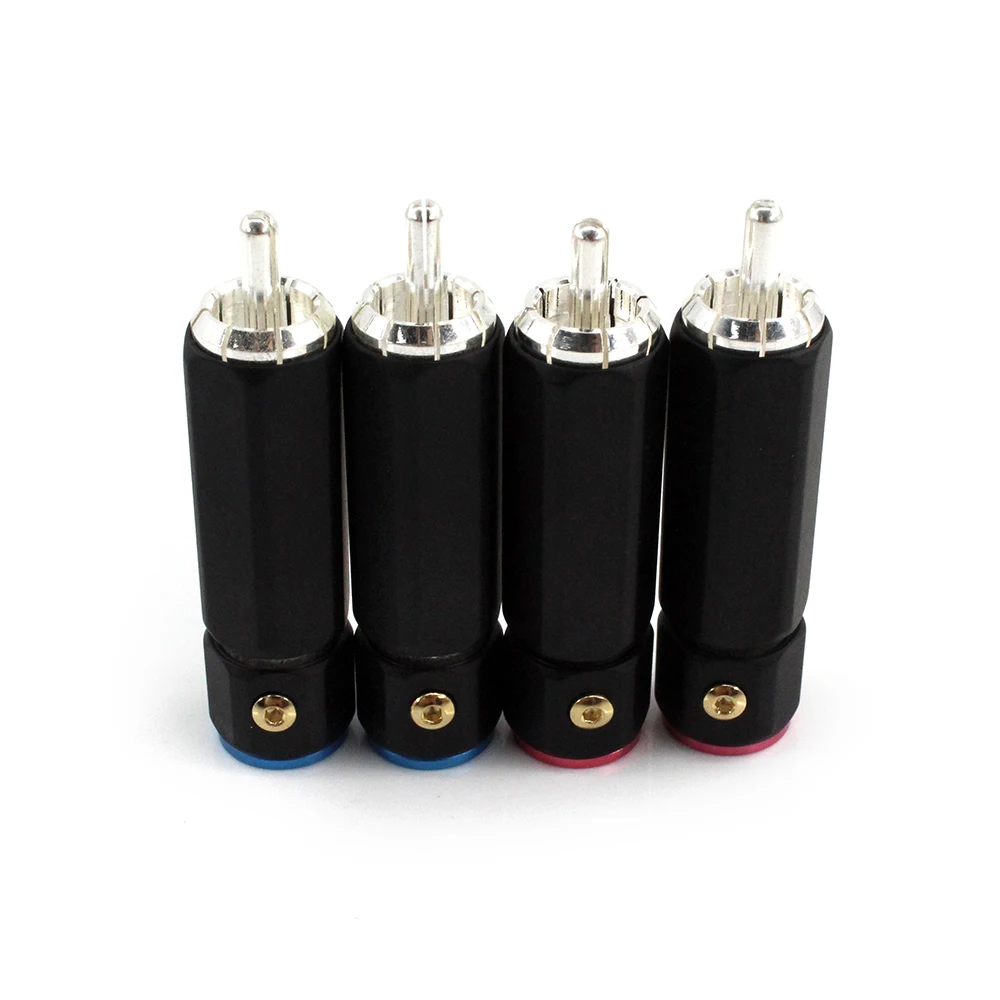 ขั้วต่อปลั๊ก RCA สำหรับต่อสายสัญญาณเสียงรุ่น HiFi สีเงินจำนวน4ชิ้น