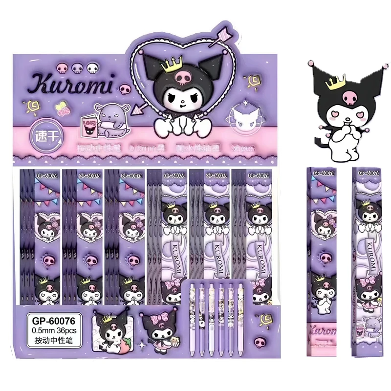 

6pcs Kulomi Blending Box Neutral Pen Popular Online HitPressed Pen Quick Drying, Smooth Soft Grip Black Pen CartoonishCute