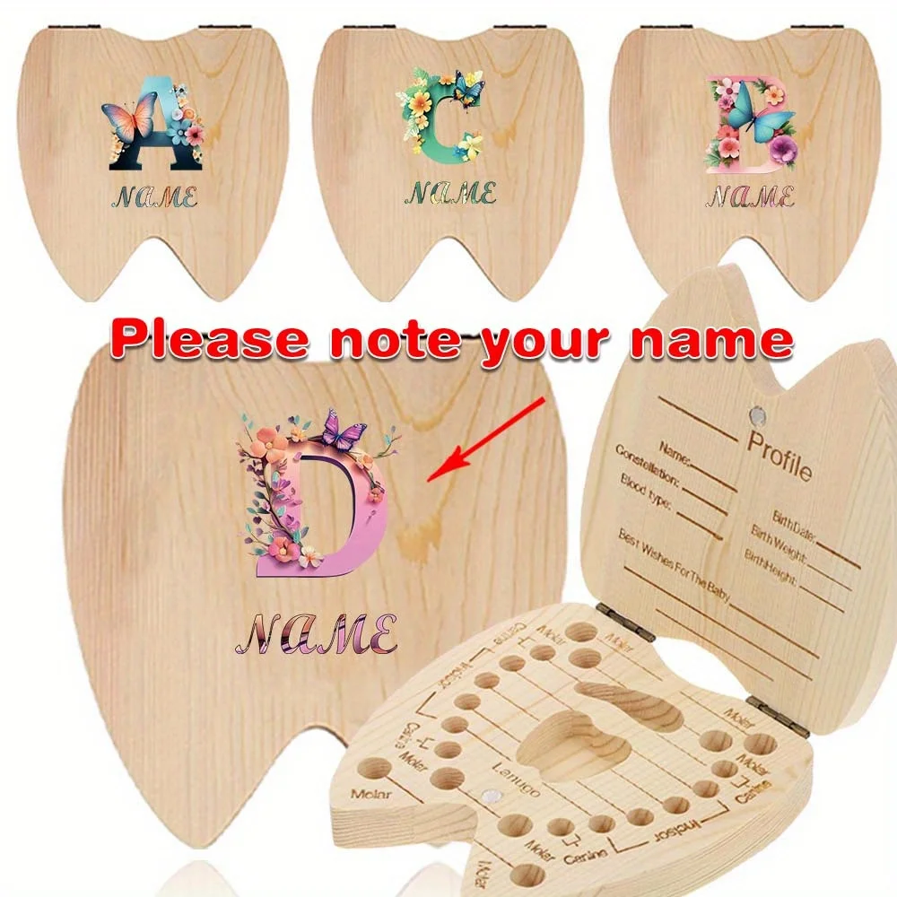 

Customized Name Wooden Tooth Box Lost Teeth Saver Case Milk Teeth Organizer Family Multifunctional Souvenir Personalized DIY