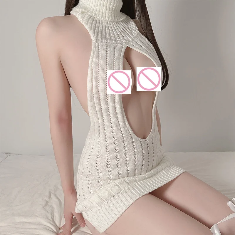 New 2024 Sexy Lingerie Student Cosplay Skirt Erotic Underwear Bodysuit Sweater Porno Costumes Transparent Dress Open Set Uniform