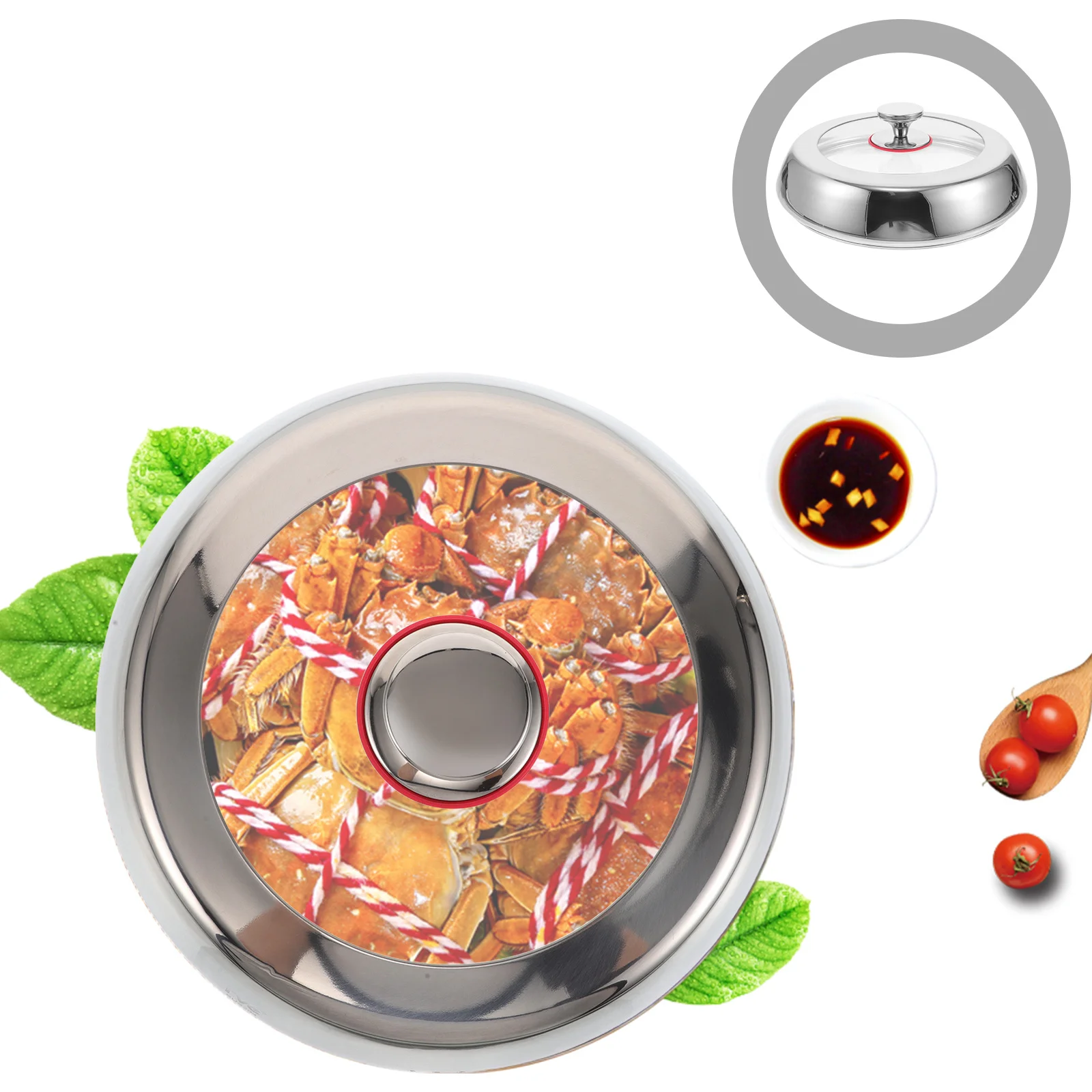 

Universal Stainless Steel Pot Lid Tempered Glass Heat Resistant Spill Proof Cover for Woks Frying Pans Stew Pots Easy to Clean