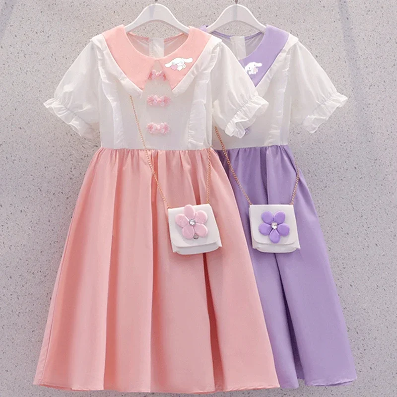 

Miniso Sanrio Cinnamoroll My Melody Y2K Children's Dresses New Summer Cartoon College Style Dress Girls Princess Dress Gift