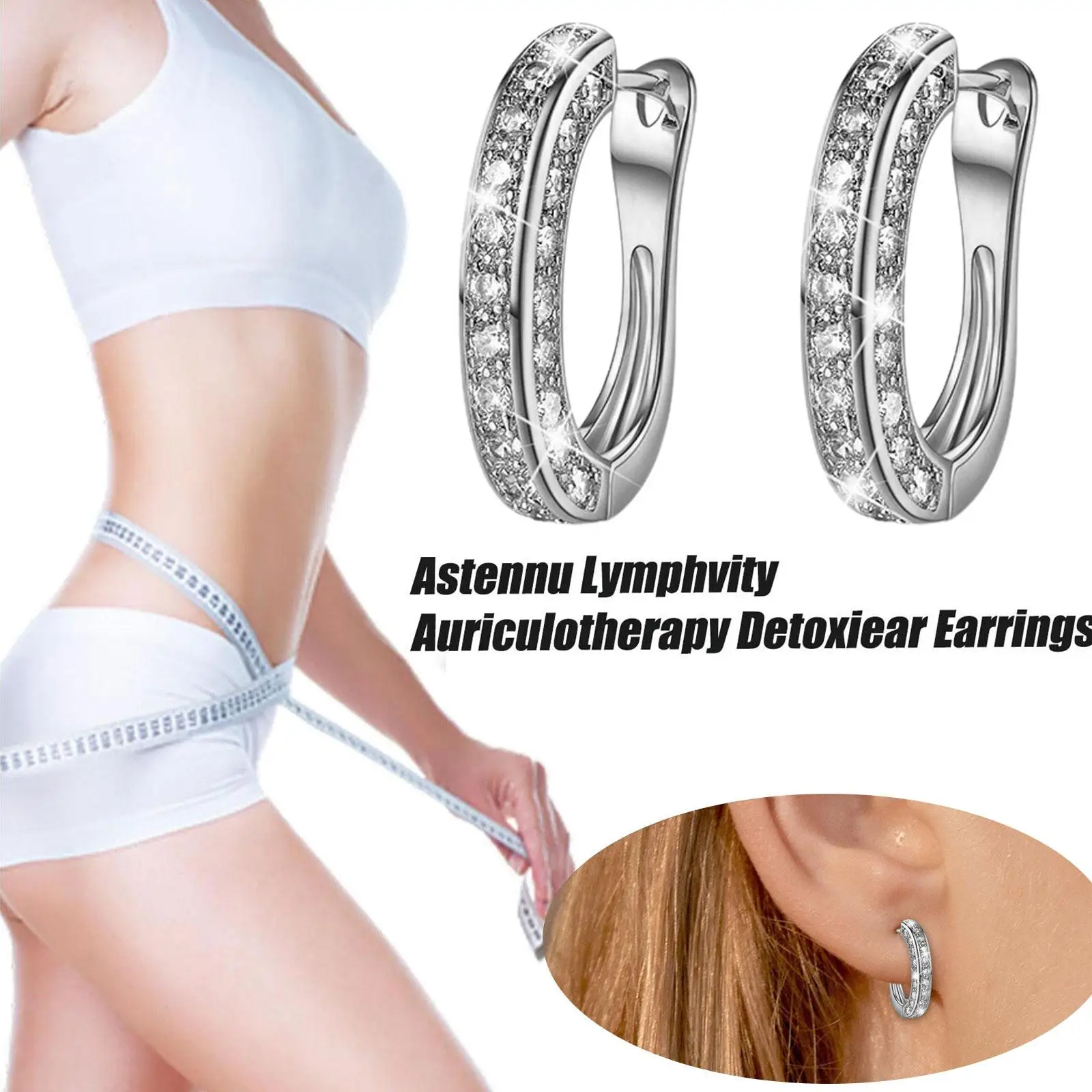 Magnetic Slimming Earrings Women Burning Fat Health Crystal Weight Loss Earrings Zirconia Magnetic Therapy Health Care