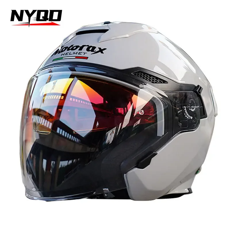 Motorcycle Half Helmet With Bluetooth Dual Lens Three Quarter Helemt Motorcycle Helmet Unisex All season