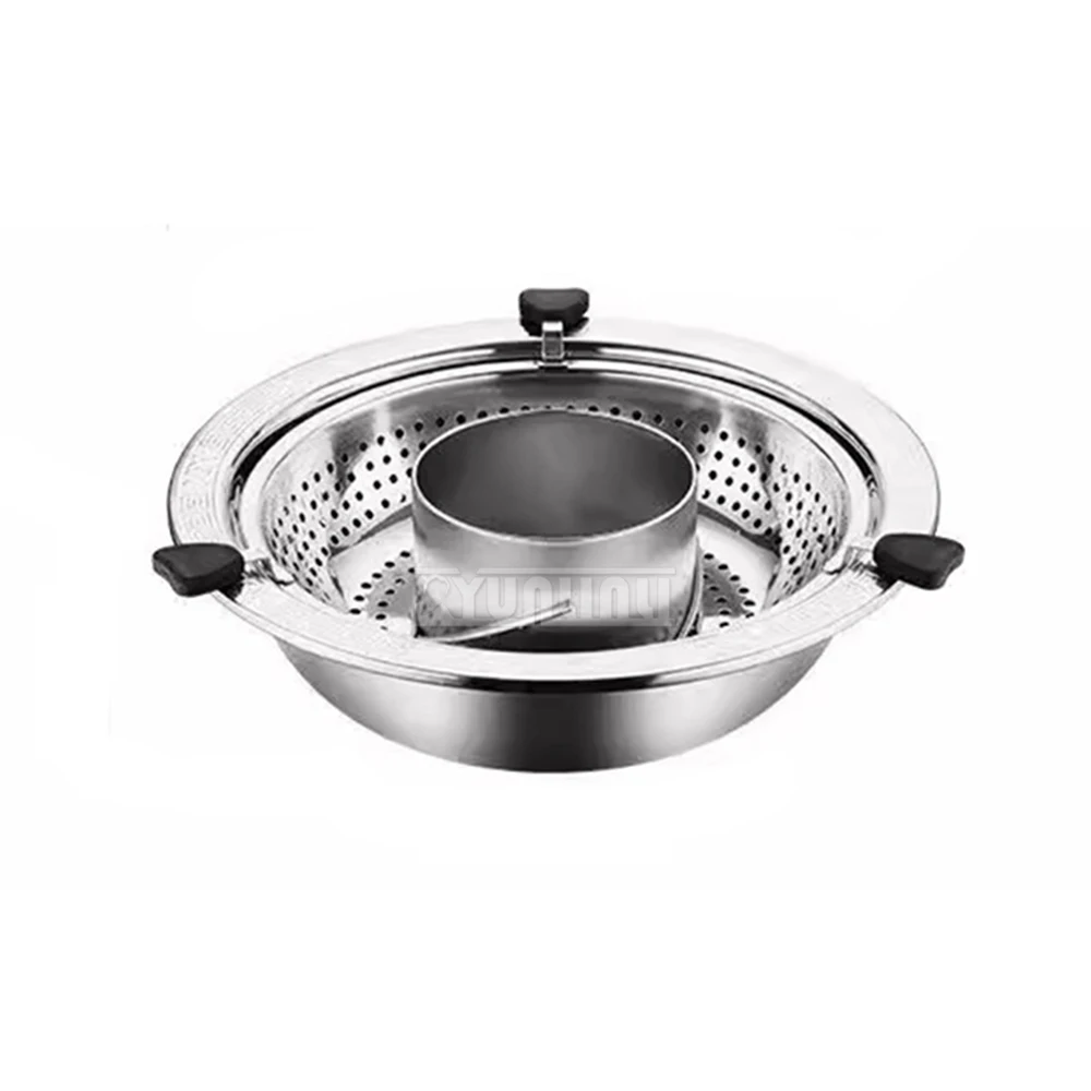ステンレス製回転式ホットポット 32cm フォンデュポット 2種類のソース付き エストゥーファソースパン