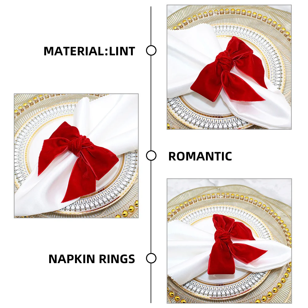 

6 шт. кольца для салфеток, функциональные и стильные пряжки для салфеток с бантом для семейного сбора, декор для мероприятий, кольца для салфеток