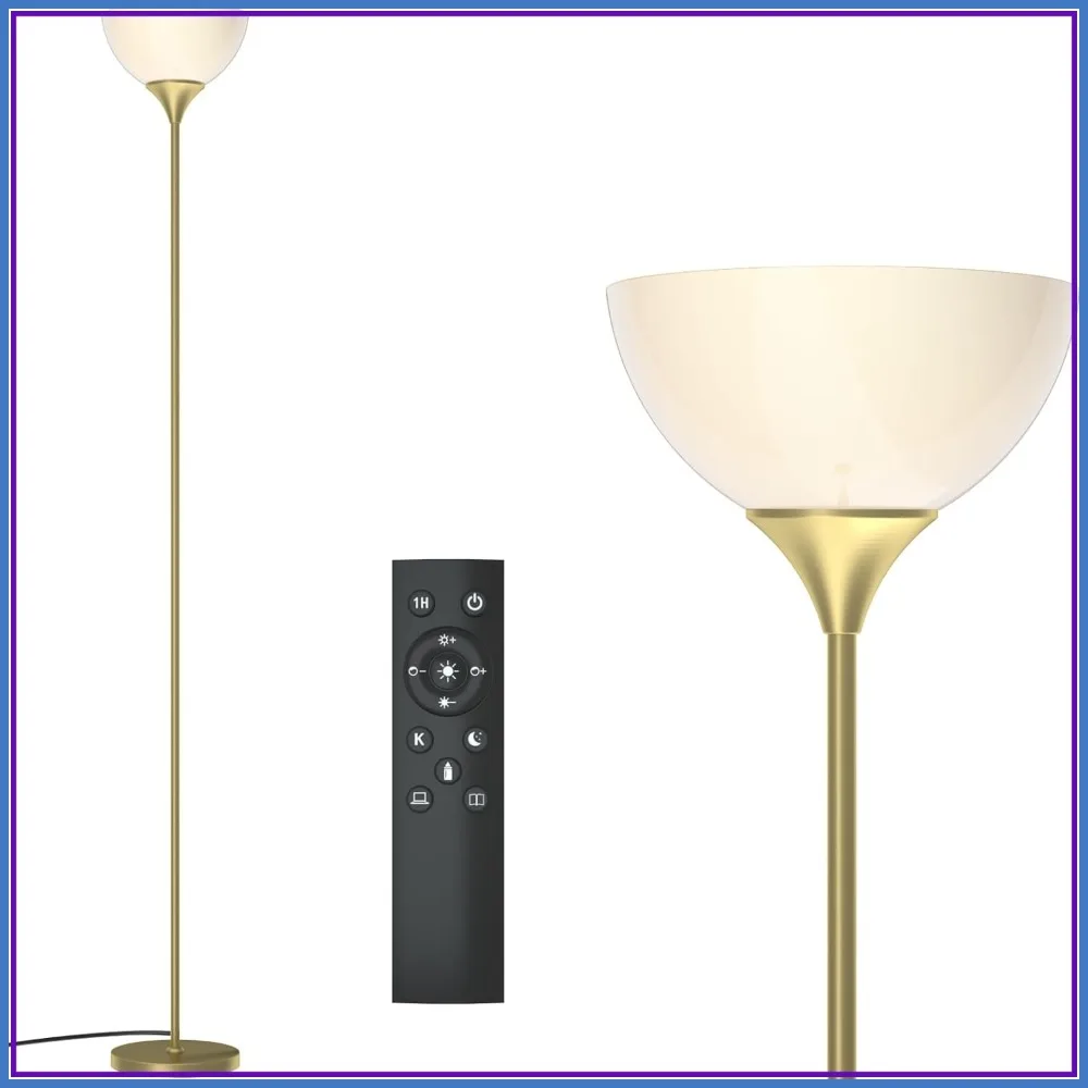 

Floor Lamp with Remote Control, Stepless Dimmable Torchiere for Living Room Bedroom, 9W LED Bulb Included