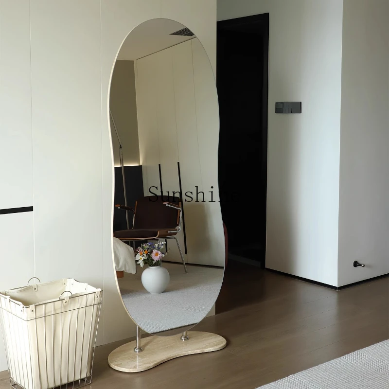 

Full body travertine base floor antique household high definition ultra-white glass mirror