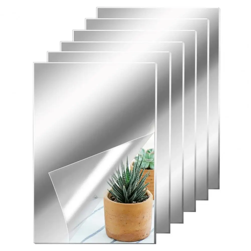 Auto-adesivo Decalque Espelho, Decoração para Casa, Forma Quadrada, Impermeável, Refletir Claro, Banheiro, Sala de estar Adesivo