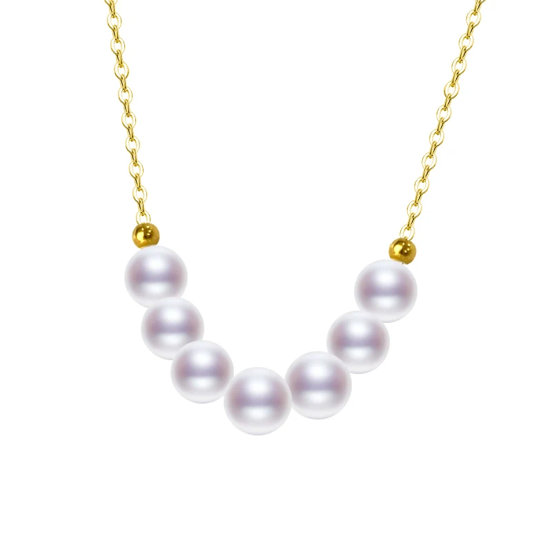 

XF800 Изящные Ювелирные изделия из настоящего 18-каратного золота Akoya Жемчужное ожерелье Au750 белый круглый свадебный подарок для женщин