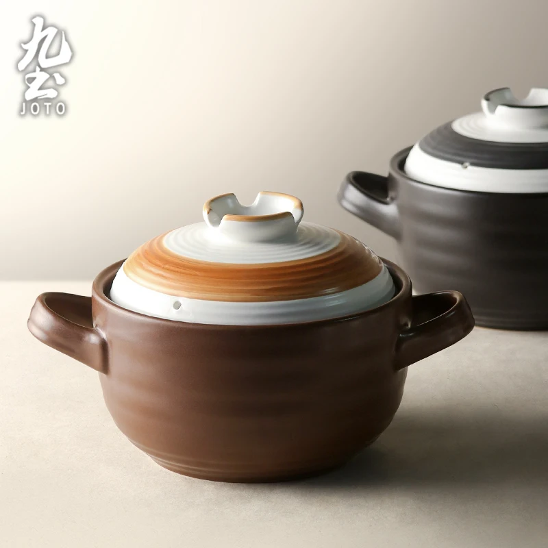 

JOTO Raised pan rim Non-slip bottom Vintage Ceramic Casserole Pot Stew CJR0568