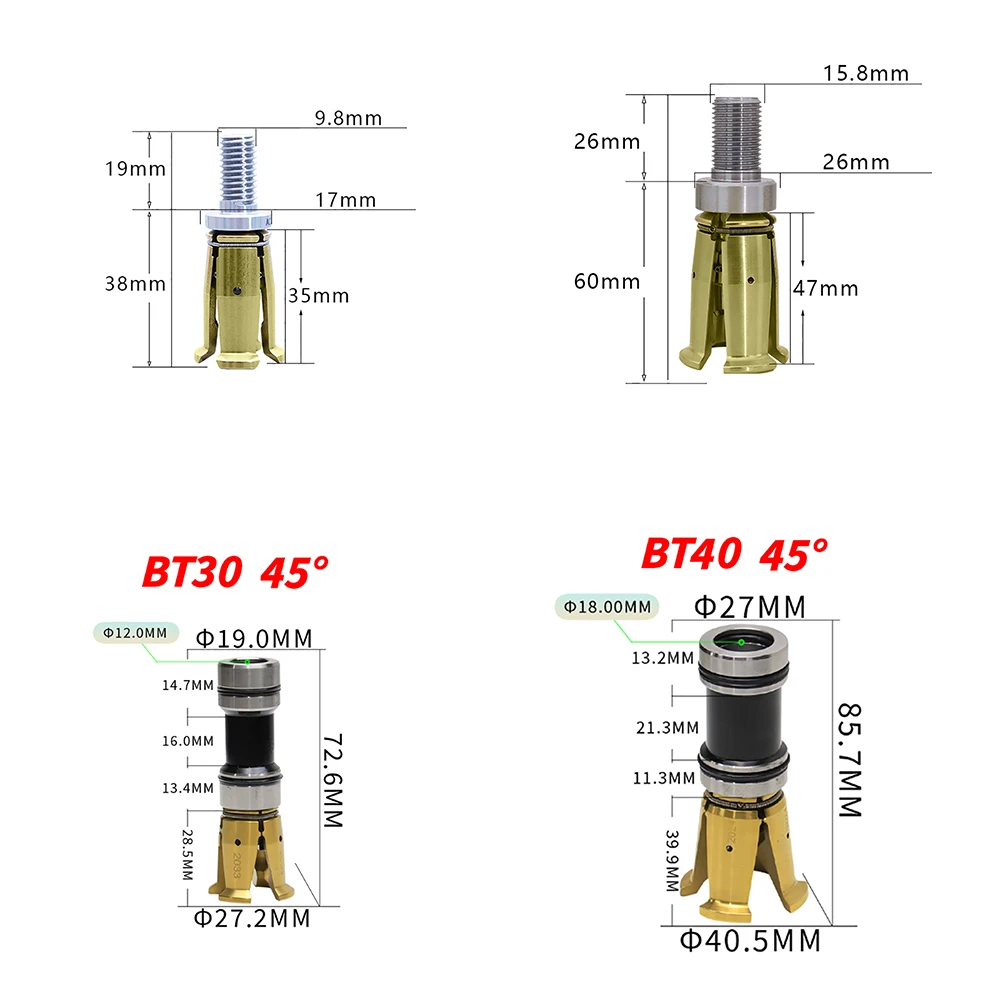 BT30 BT40 45 Degrees Gripper External Internal Threaded Spindle Claw Clamp 4 Petal Pull Claw Tool Milling CNC Machine Center