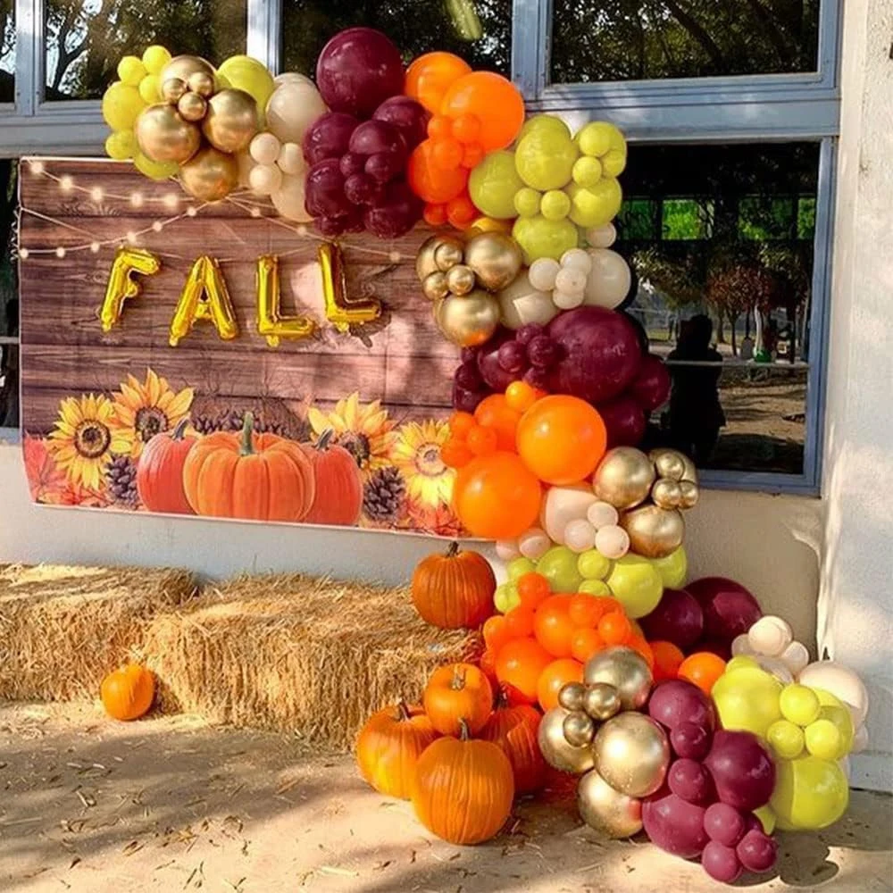 127pcs Fall Balloon Garland Arch Kit Orange Brown Burgundy Gold Balloon Thanksgiving Autumn Little Pumpkin Birthday Party Decora - view 4