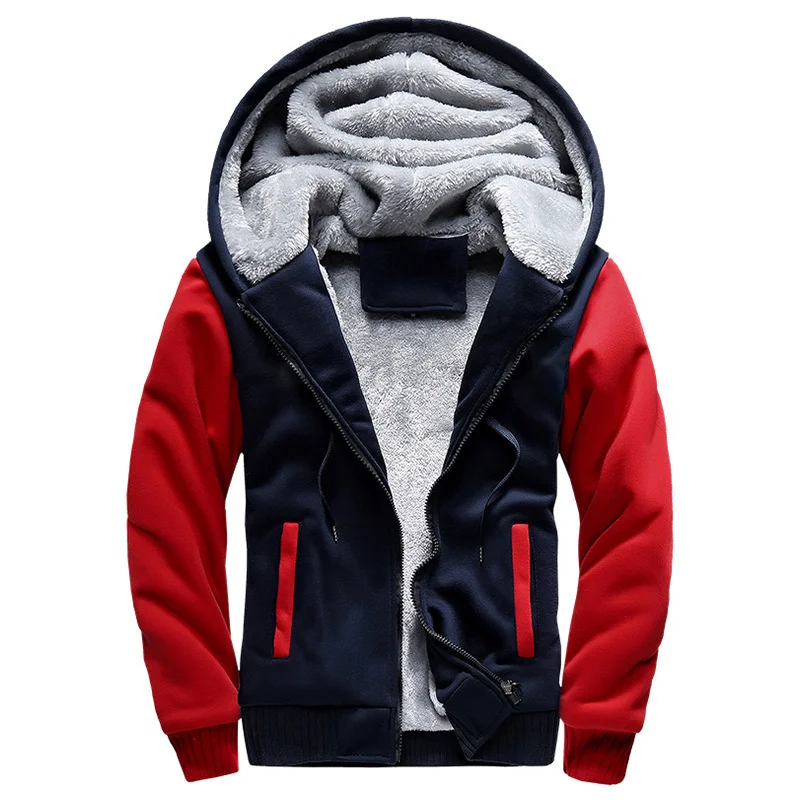 Men's casual hooded velvet sweatshirt cardigan thickened European style jacket autumn and winter sports men's large size