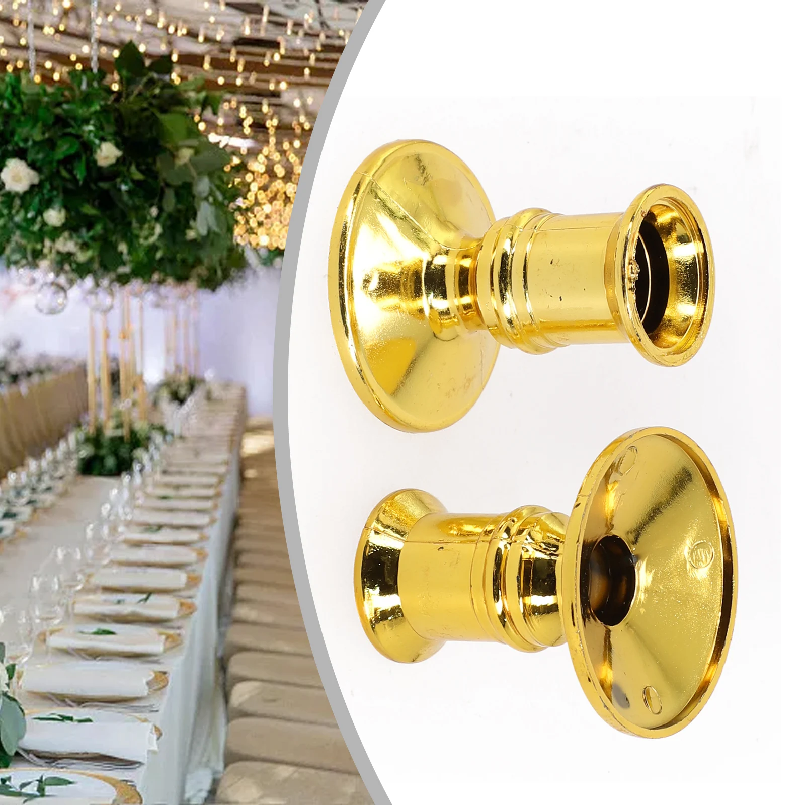 Gold Candle Base Plastic Traditional Shape Taper 2pcs Candle Holders Practical Fashion High quality New Portable