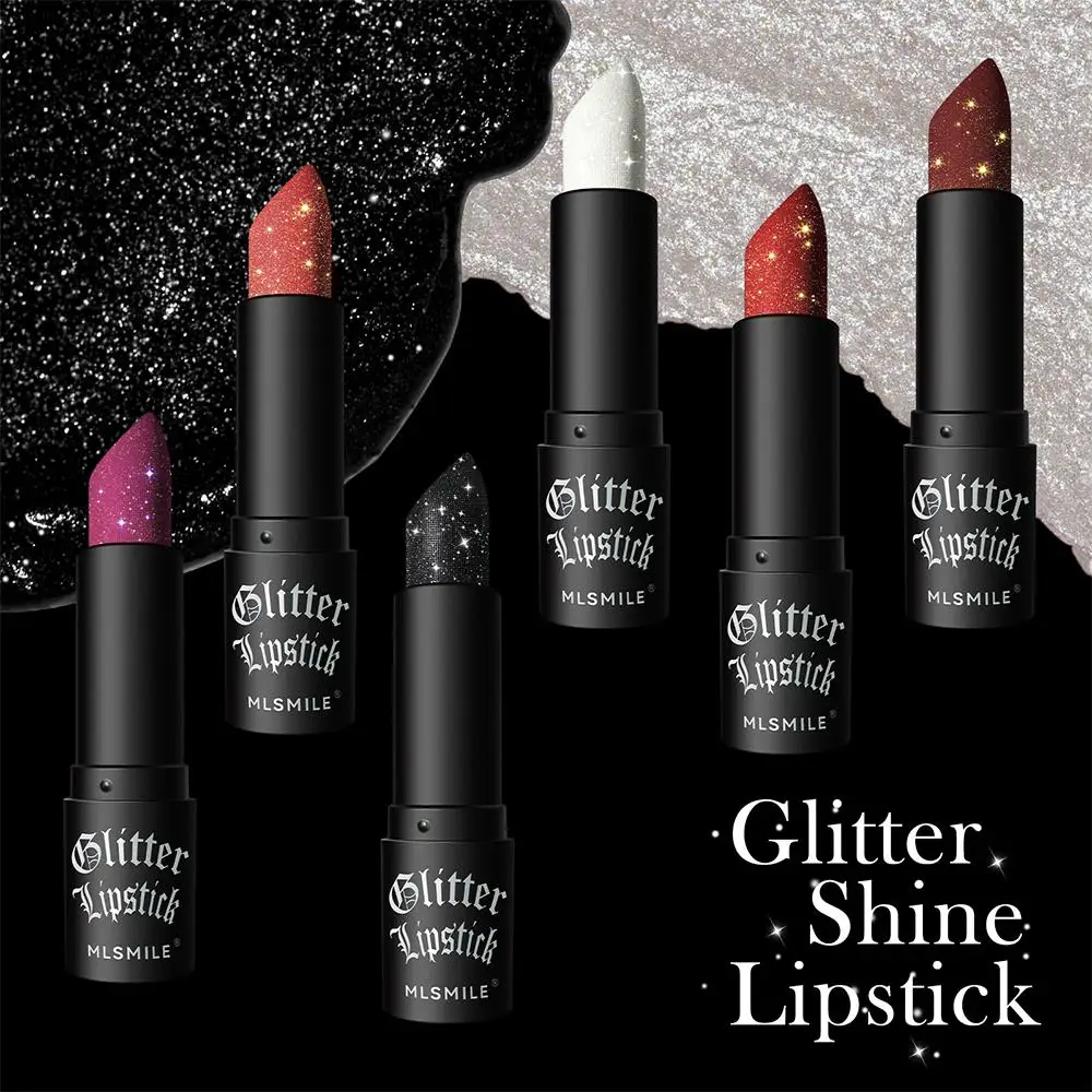 Glitter Lipstick Waterproof Long Lasting Makeup Lipstick with Sparkling Glitter Smooth Formula Highly Pigmented Color