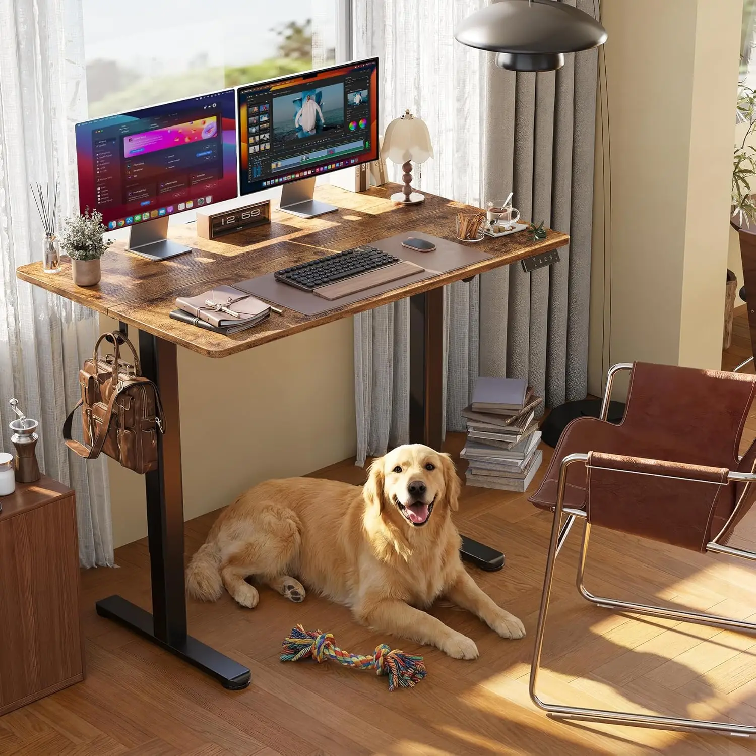 Electric Standing Desk, Adjustable Height Stand up Desk, 24X48 Inches Sit Stand Home Office Desk with Splice Board