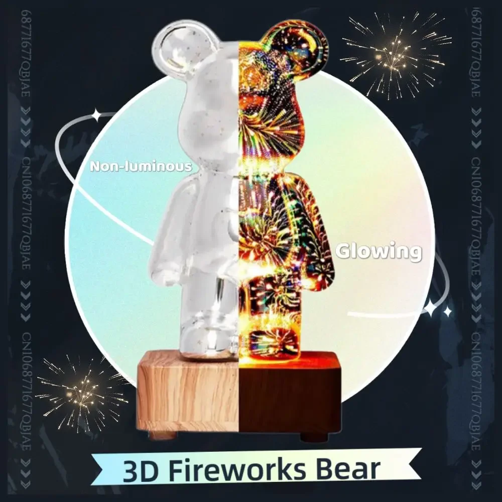 LED 3D Bear Night Light USB Room Decoration Ambient Light Suitable for Children Room Bedroom Decoration