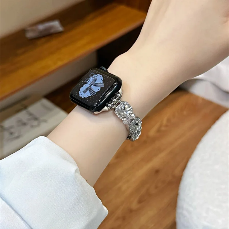 

Block gemstone personalized sparkling diamond compatible iWatch strap 38mm 40mm 41mm 42mm 44mm 45mm 49mm fashionable strap