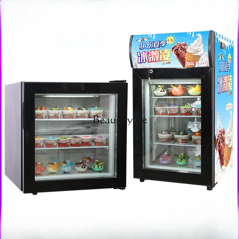 Commercial Vertical Freezing Display Cabinet Small Freezer Glass Single Door Storage Food in Refrigerator