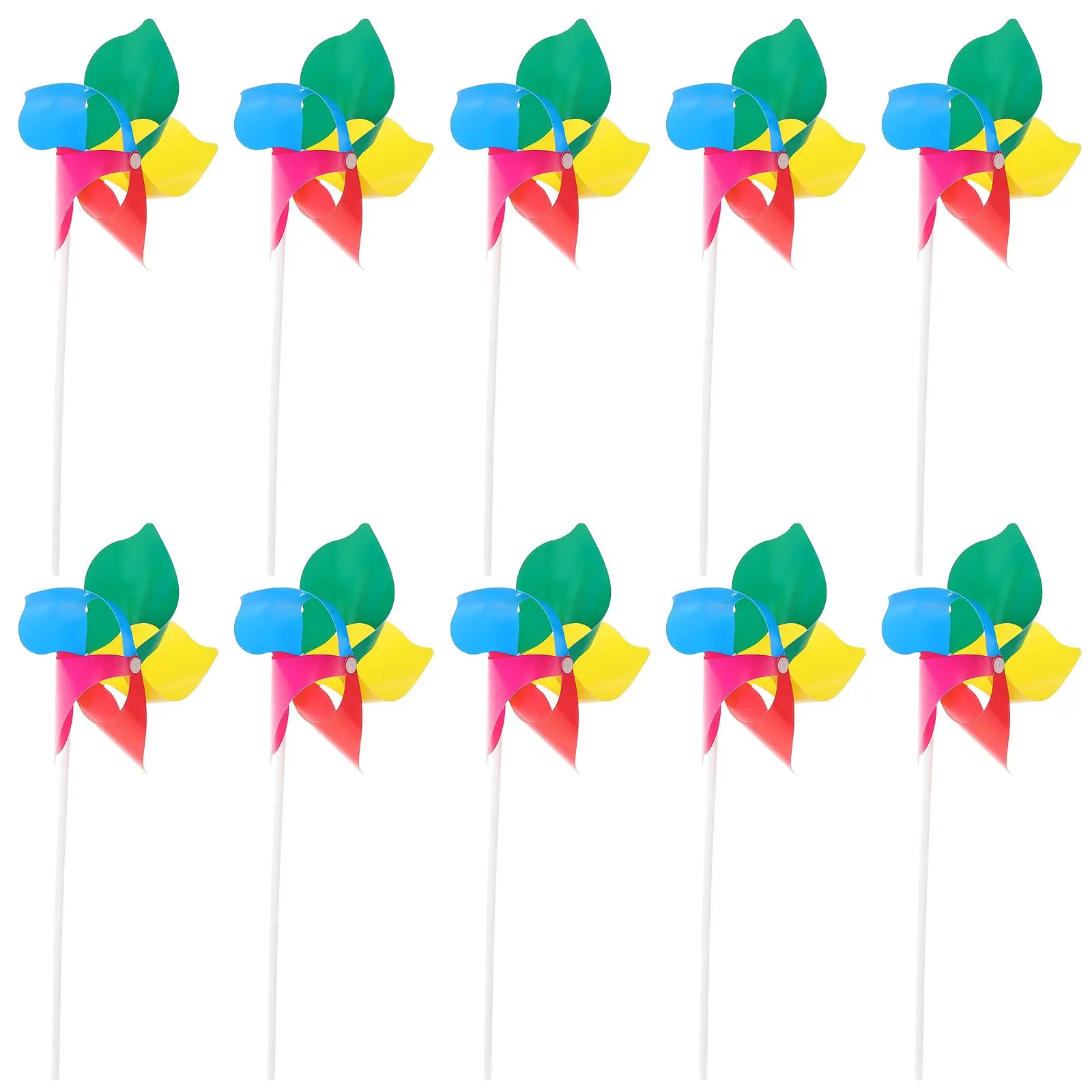 

10 Pcs Colorful Windmill Decorative PVC Pinwheels Handheld Kids Festival Garden Lawn Party Rainbow Festive Outdoor Toys