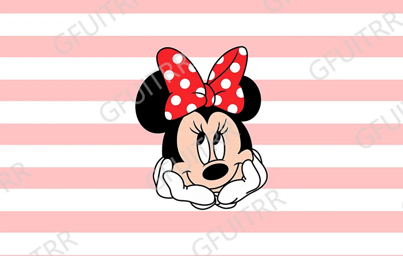 Minnie Mouse รอบเจ้าหญิงวันเกิดสาววันเกิด Baby Shower วงกลมสีชมพูกระบอกฝาครอบ Photo Photocall