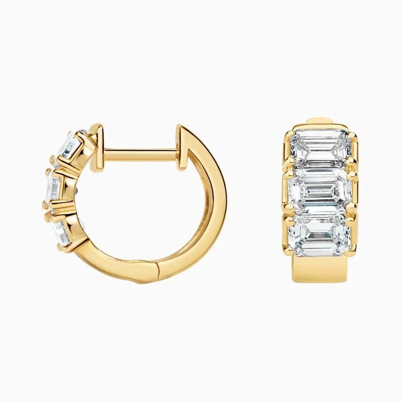 Lnngy 0,8 ct Smaragdschliff-Moissanit-Creolen für Damen, 14 Karat Gold gefüllt, runder Kreis-Ohrring, 2026 Trend-Schmuck, Geschenk – Detail 3