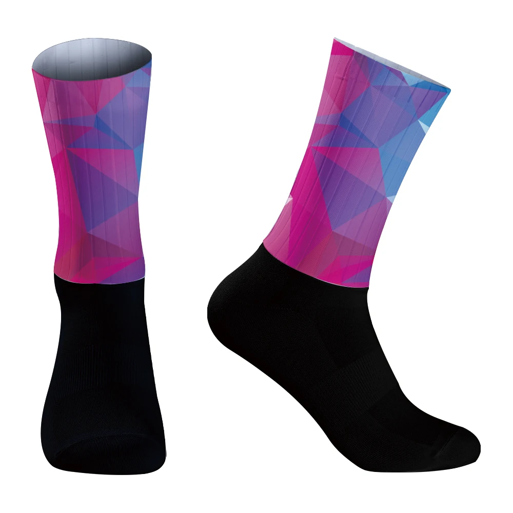 Chaussettes de cyclisme en silicone pour hommes, chaussettes aérodynamiques, chaussettes de sport de vélo, chaussettes de course, nouveau, 2024