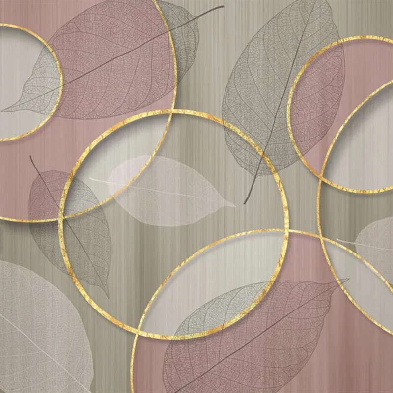 Foto personalizzata Carta Da Parati 3D Stereo Golden Circle Trasparente Foglie di Rosa Sfondo Decorazione Della Parete Soggiorno camera Da Letto Art Wall Papers