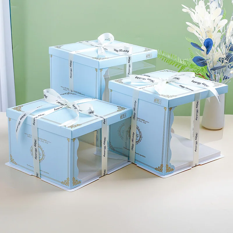 Transparent birthday cake box packaging