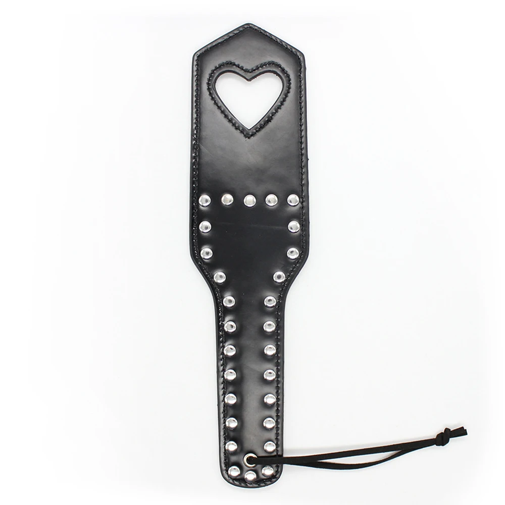 Hartvormige Klinknagel Spikes Pu Lederen Punk Spanking Paddle Slapper Zweep Voor Paard Training