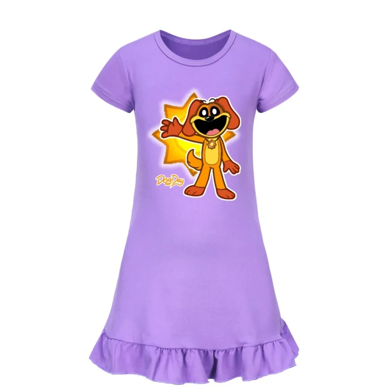

qq38New Smiling Critters Nightdress Teen Girl Pajamas Dresses Children Cartoon Summer Nightgown Home Clothes Kids Sleepwear Gece