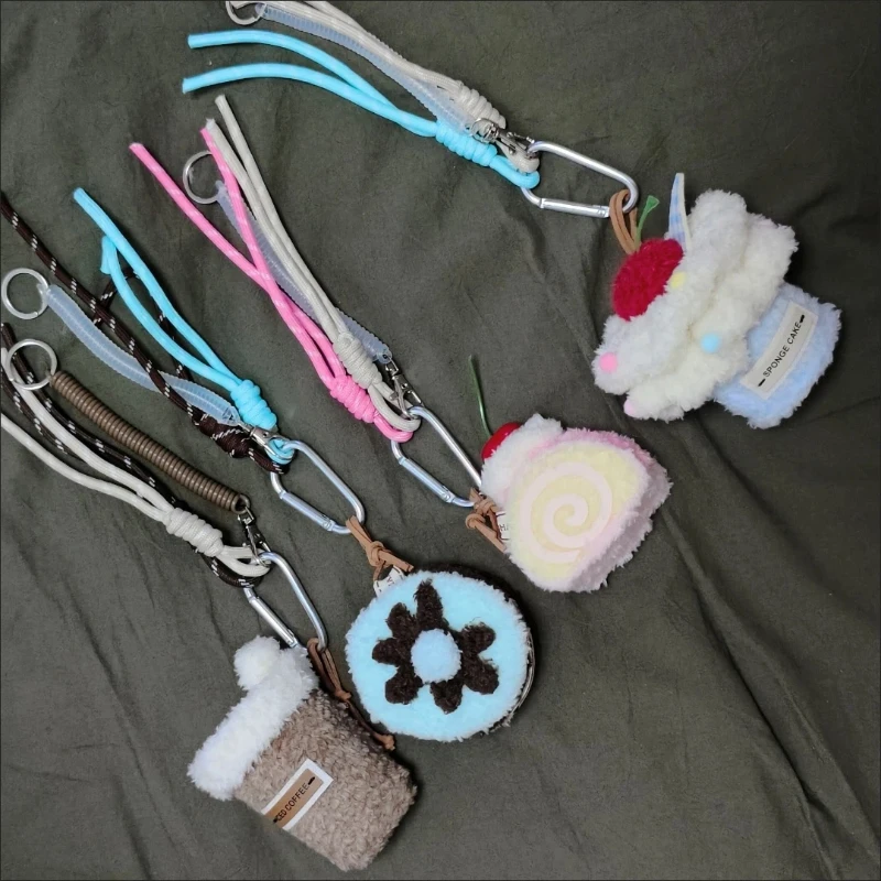 ตุ๊กตาขนนุ่ม 3 มิติ รูปเค้ก กระเป๋าพวงกุญแจ ของตกแต่งน่ารัก รูปขนมหวาน สำหรับห้อยกระเป๋าเป้สะพายหลัง สไตล์สาวเกาหลี พร้อมสายคล้องและอุปกรณ์เสริม ของขวัญ