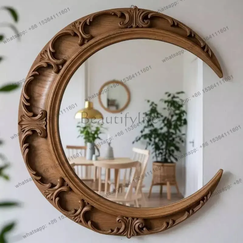 

yj9 Murale Universal Mirror Vintage Living Room Classic Aesthetic Vanity Wall Art Decoration Luxury Wood Espelho Room Accessorie