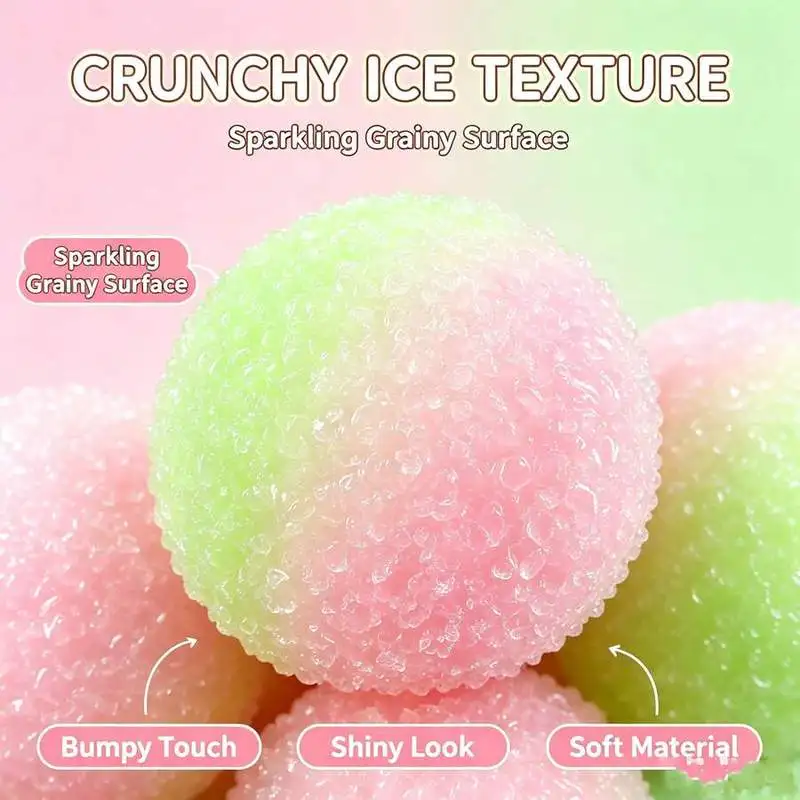 1pc Crunchy Bell Sound ASMR Pink & Green Mixed Color Dough Filled Round Ball Squeeze Toy, Fidget Toy,
