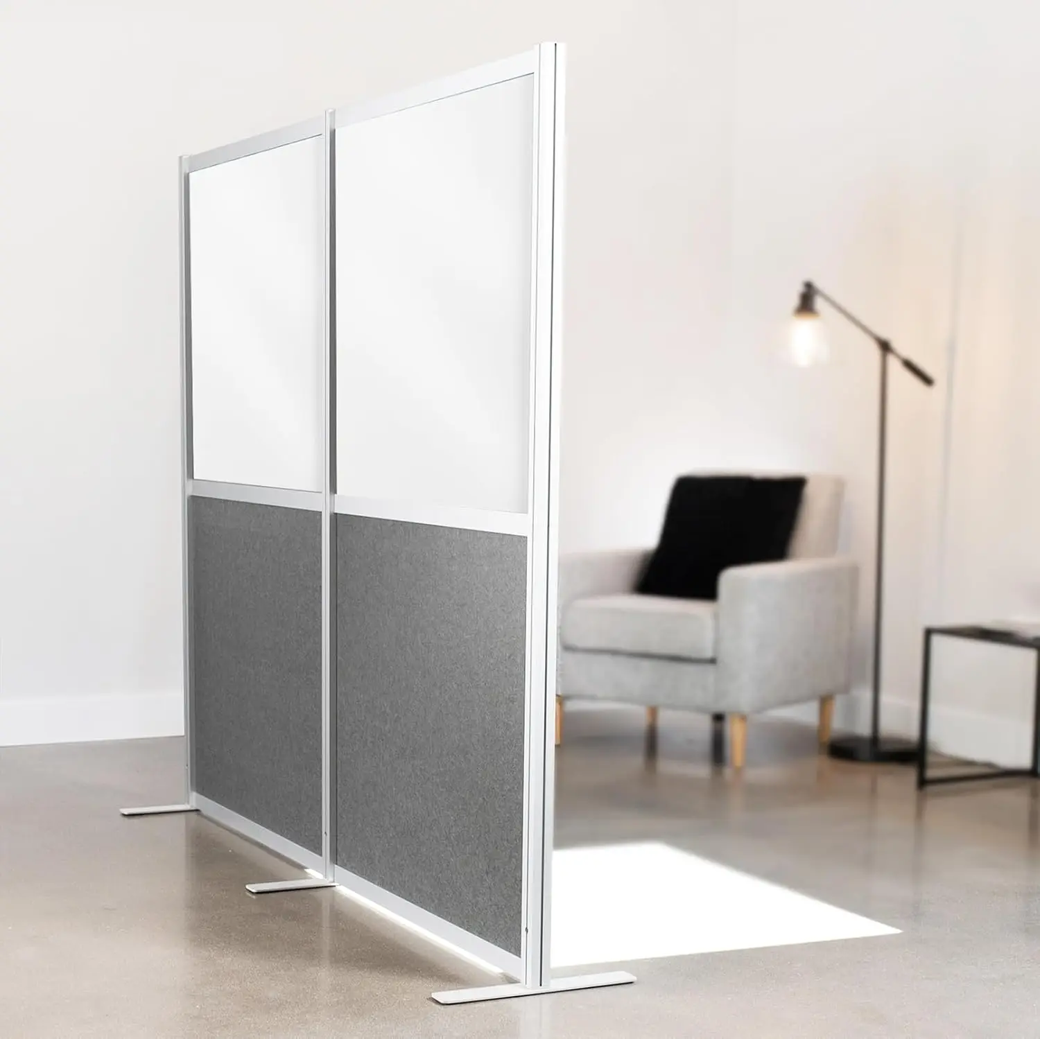 Dry Erase/Dark Gray Freestanding 76x66 inch Privacy Panel, PP-MWS63WB, Customized
